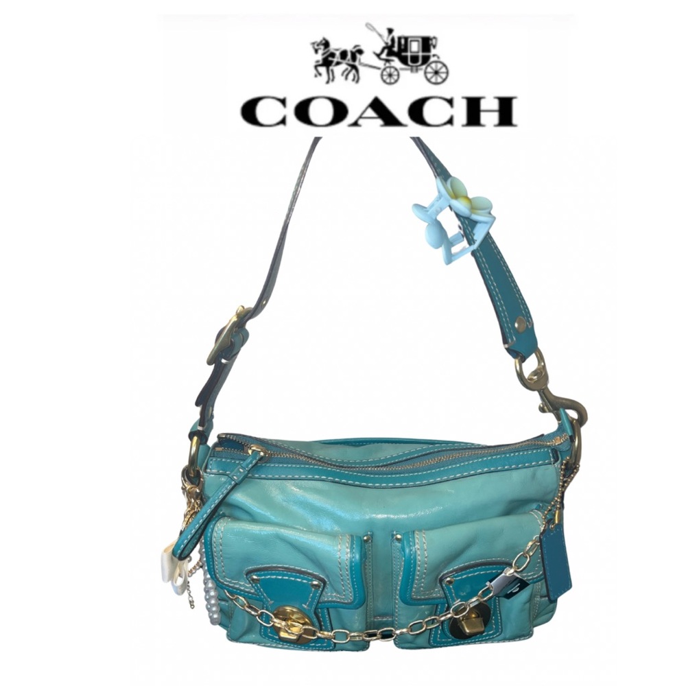 Coach Legacy Aqua Green Leather Shoulder Bag